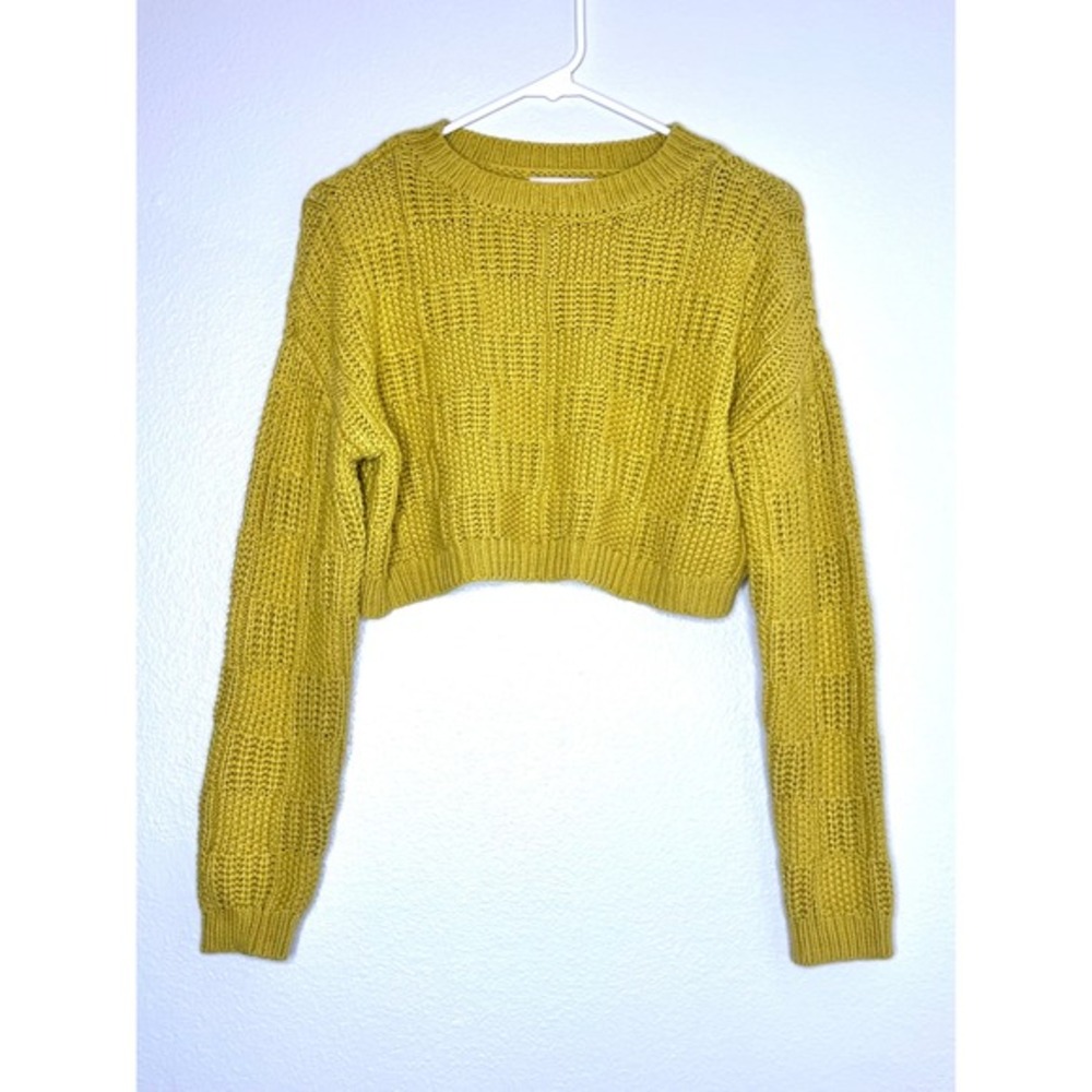 Willow &‎ Wind Mustard Yellow Cropped Knit Sweater Size S